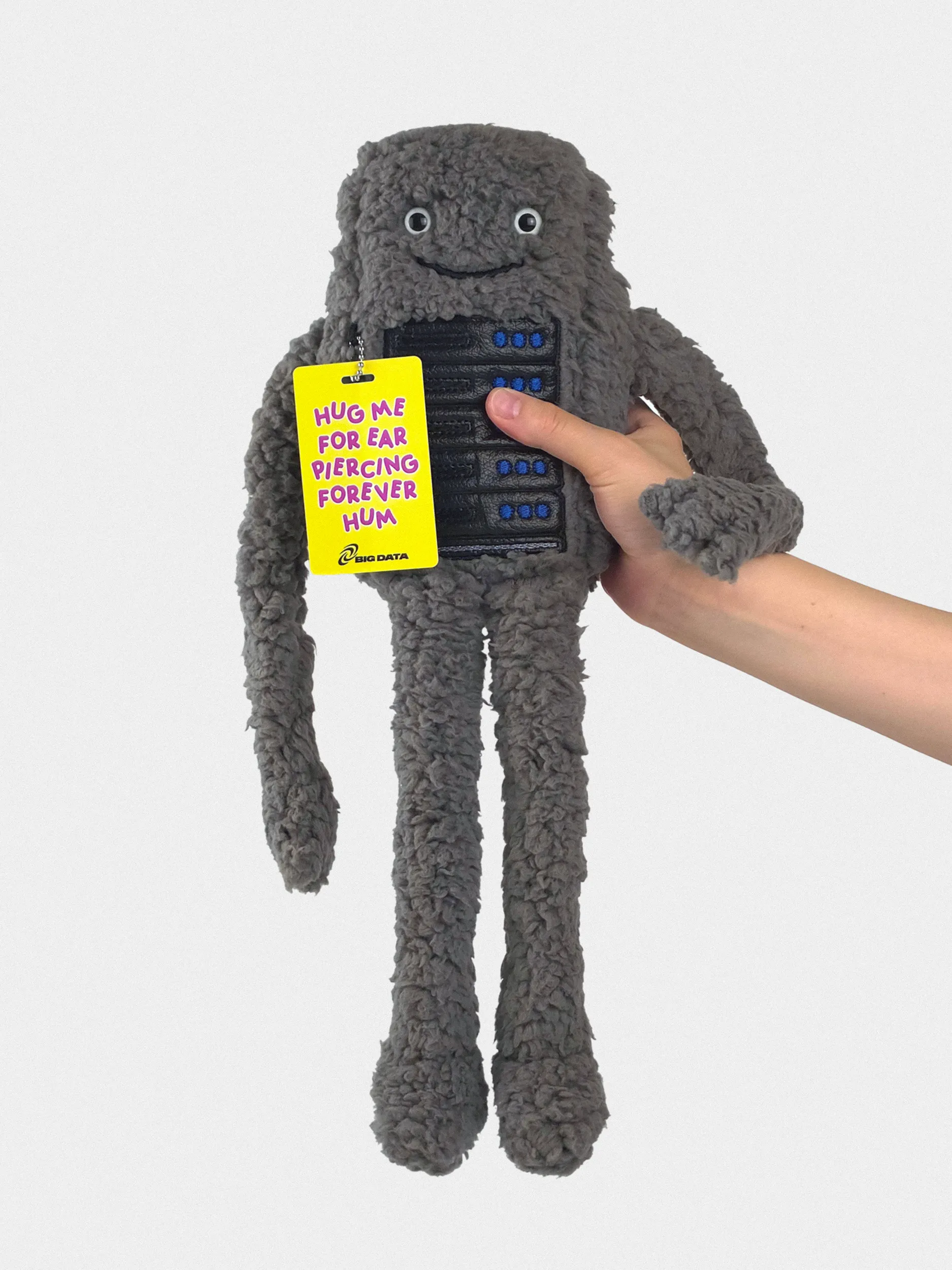 Bezzy plush data center toy standing on a white background
